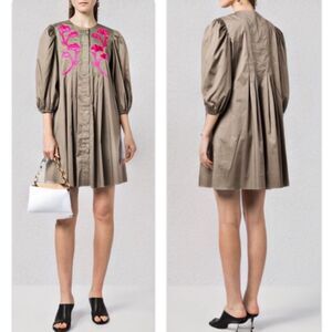 NWT Cynthia Rowley Appliqué Pintuck Mini Dress